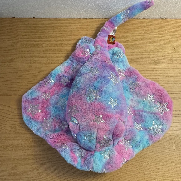 Adventure Planet Stingray Plush Pastel Silver Sparkle Stars 20" Stuffed Animal - Picture 9 of 9